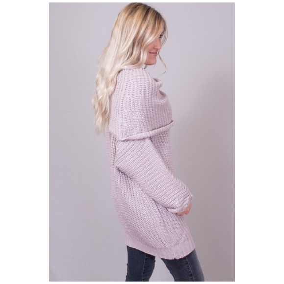 Chunky Fold-over Off Shoulder Knit Sweater Tunic - Picture 7 of 8